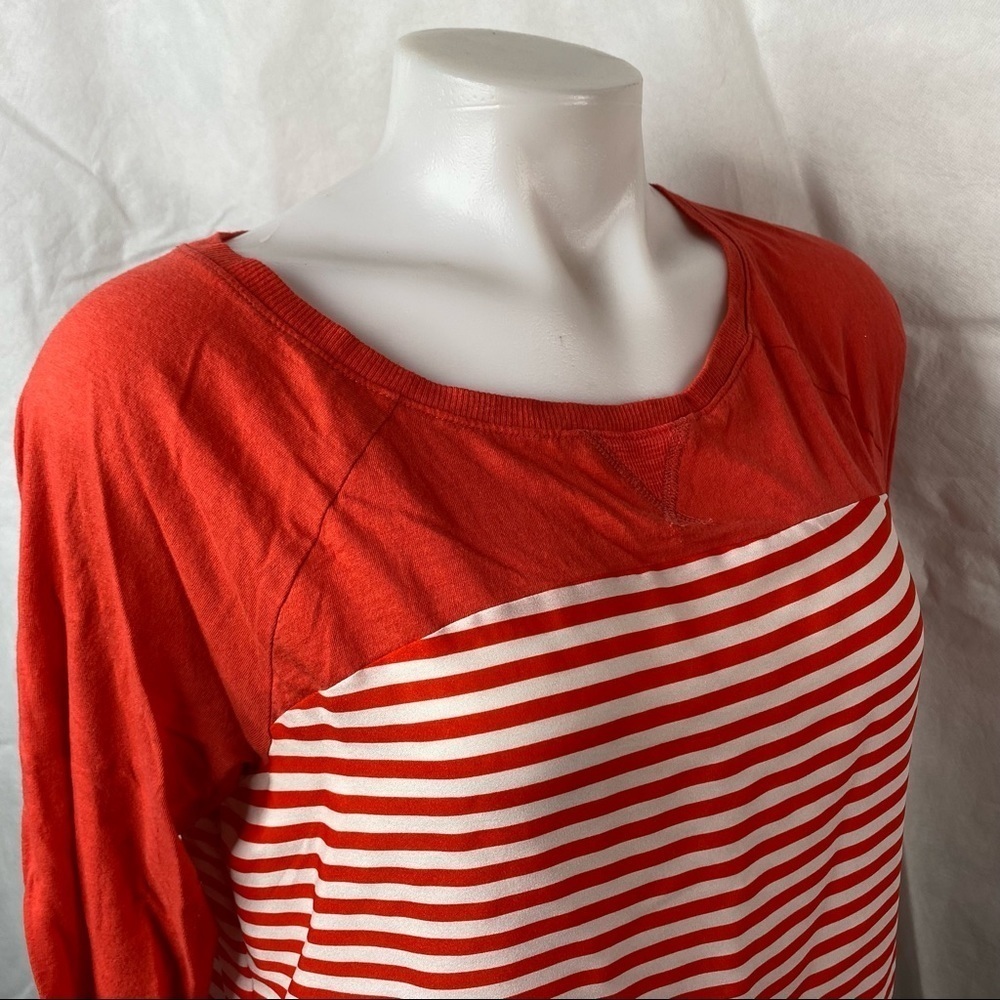 Express Coral Striped Top 3/4 Sleeve Top - Picture 9 of 10